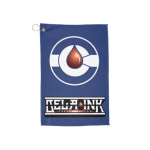 BLUE De La Ink logo Golf Towel | golf towel with ring, golf accessory