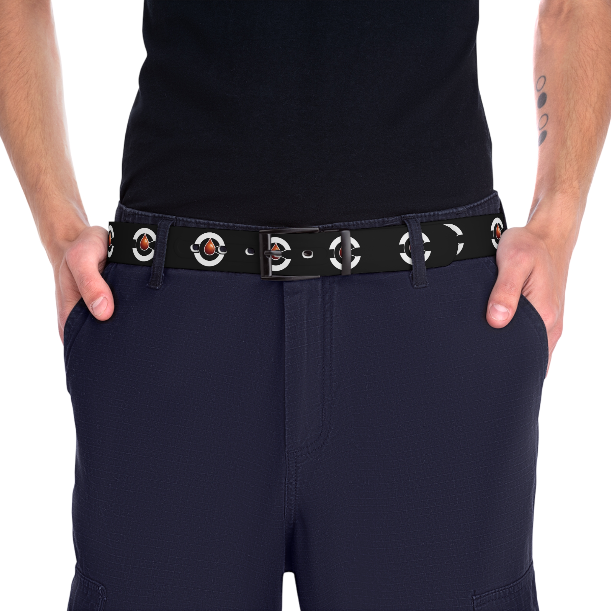 De La Ink | Black Printed Golf Belt with Circular Target Design - Image 2