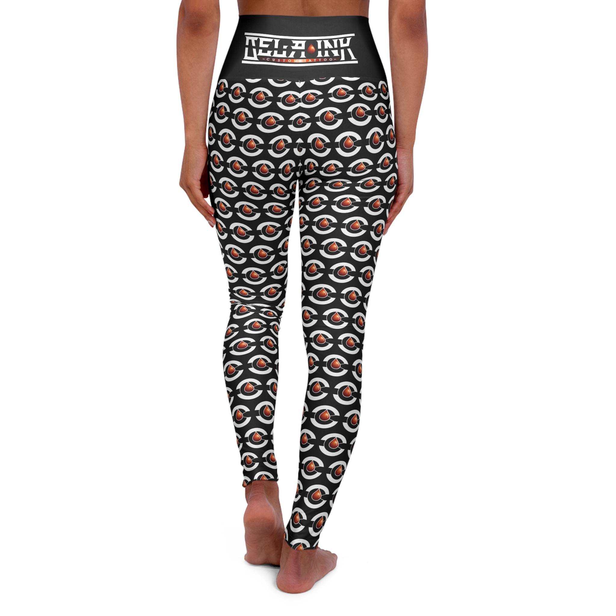 Black Red Colorado C High Waisted Yoga Leggings (AOP) - Image 2