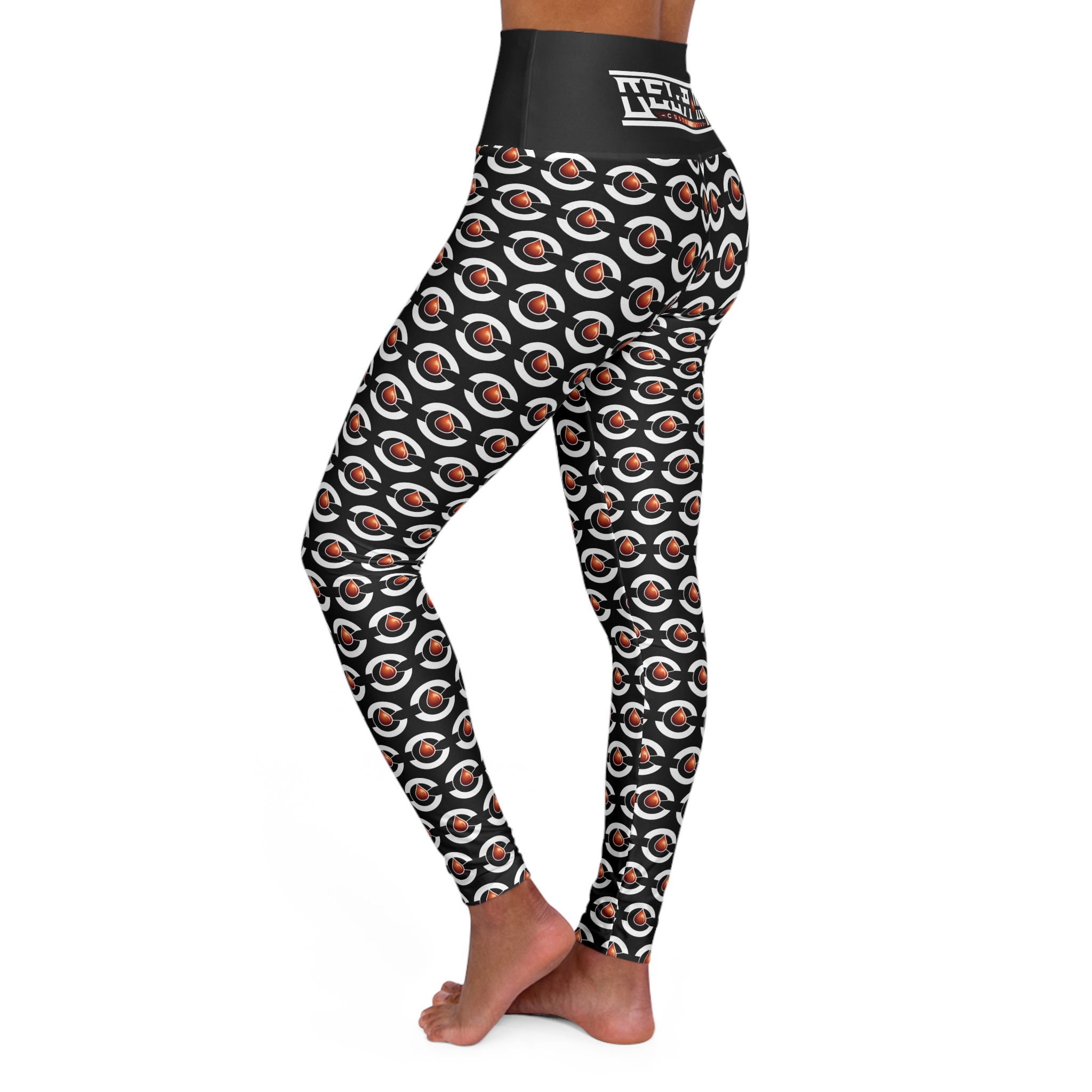 Black Red Colorado C High Waisted Yoga Leggings (AOP) - Image 3