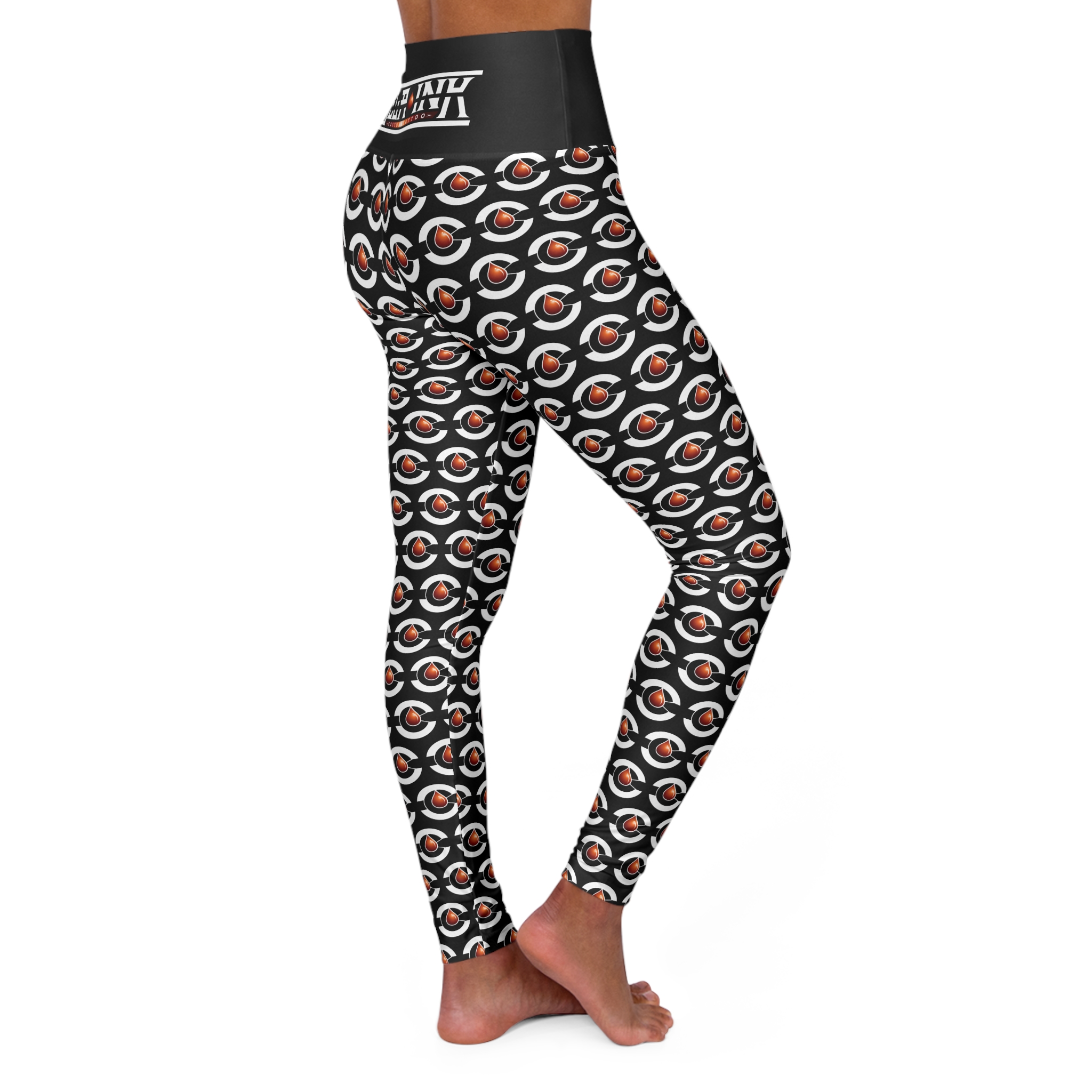 Black Red Colorado C High Waisted Yoga Leggings (AOP) - Image 4