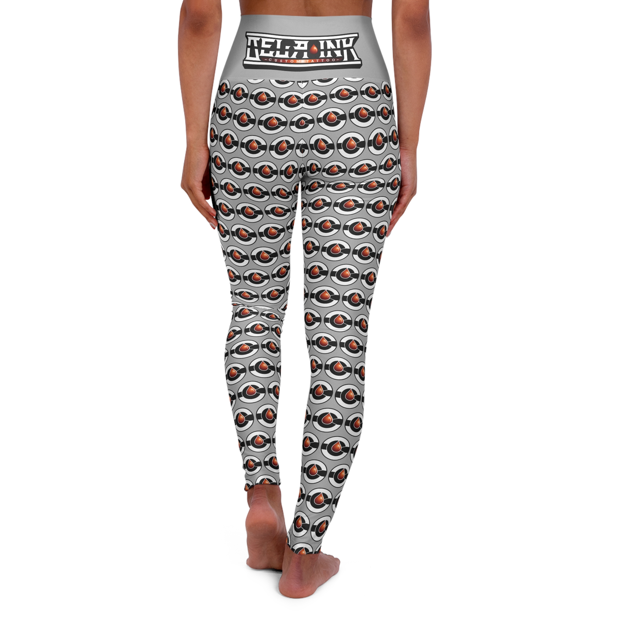 Grey Red Colorado C High Waisted Yoga Leggings (AOP) - Image 2
