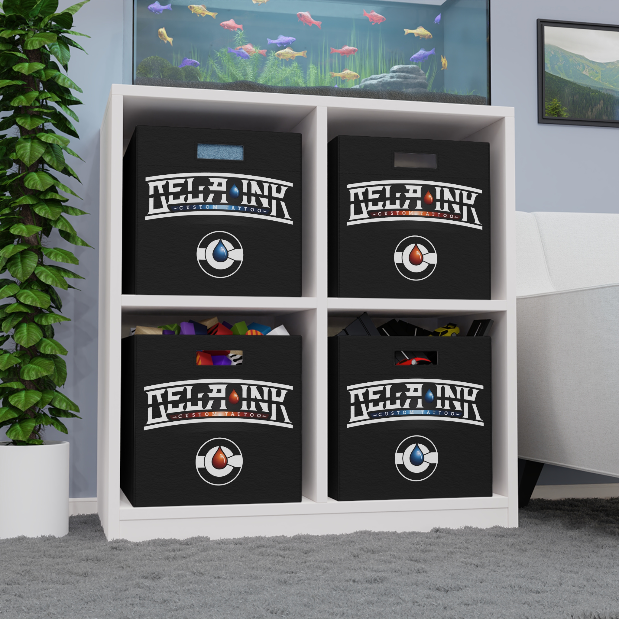 De La Ink Tattoo Logo Felt Storage Box | Foldable Organizer, Art Supply Bin - Image 5