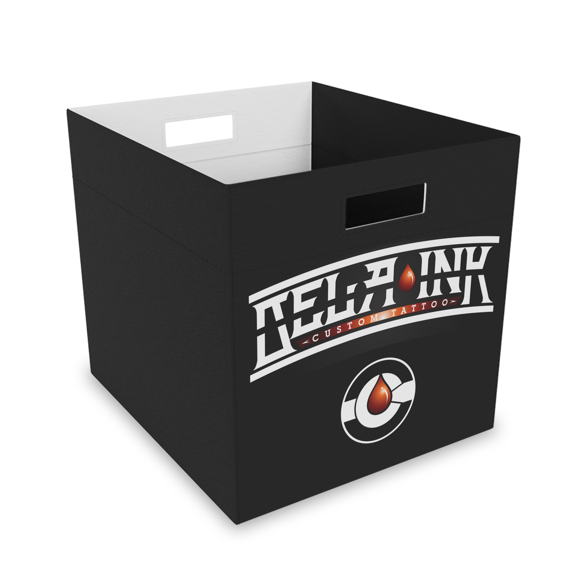 De La Ink Tattoo Logo Felt Storage Box | Foldable Organizer, Art Supply Bin