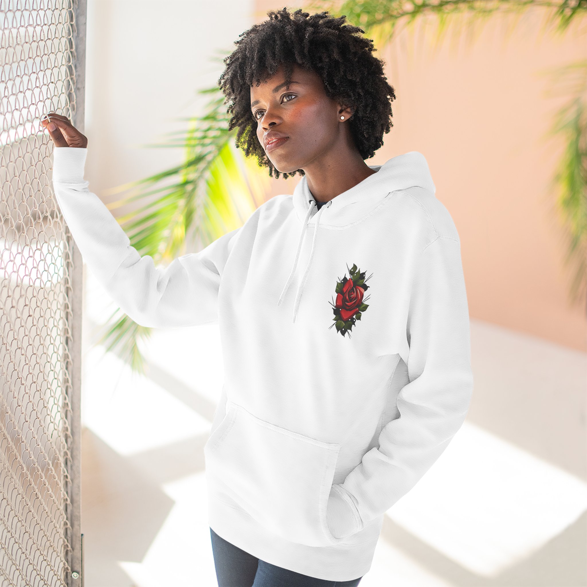 Rose Three-Panel Fleece Hoodie - Image 6