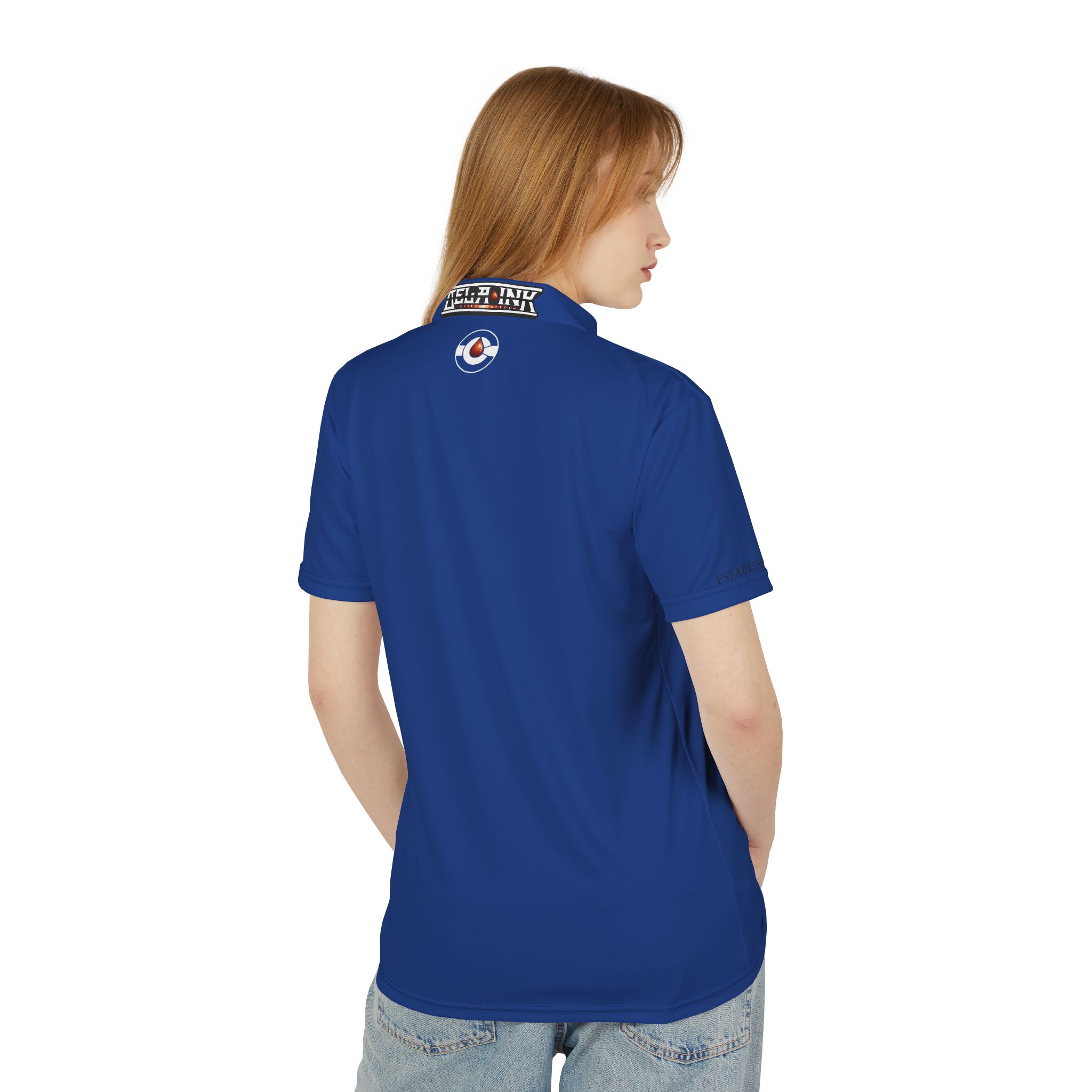 Royal Blue Wave Circle Logo Polo - Image 2