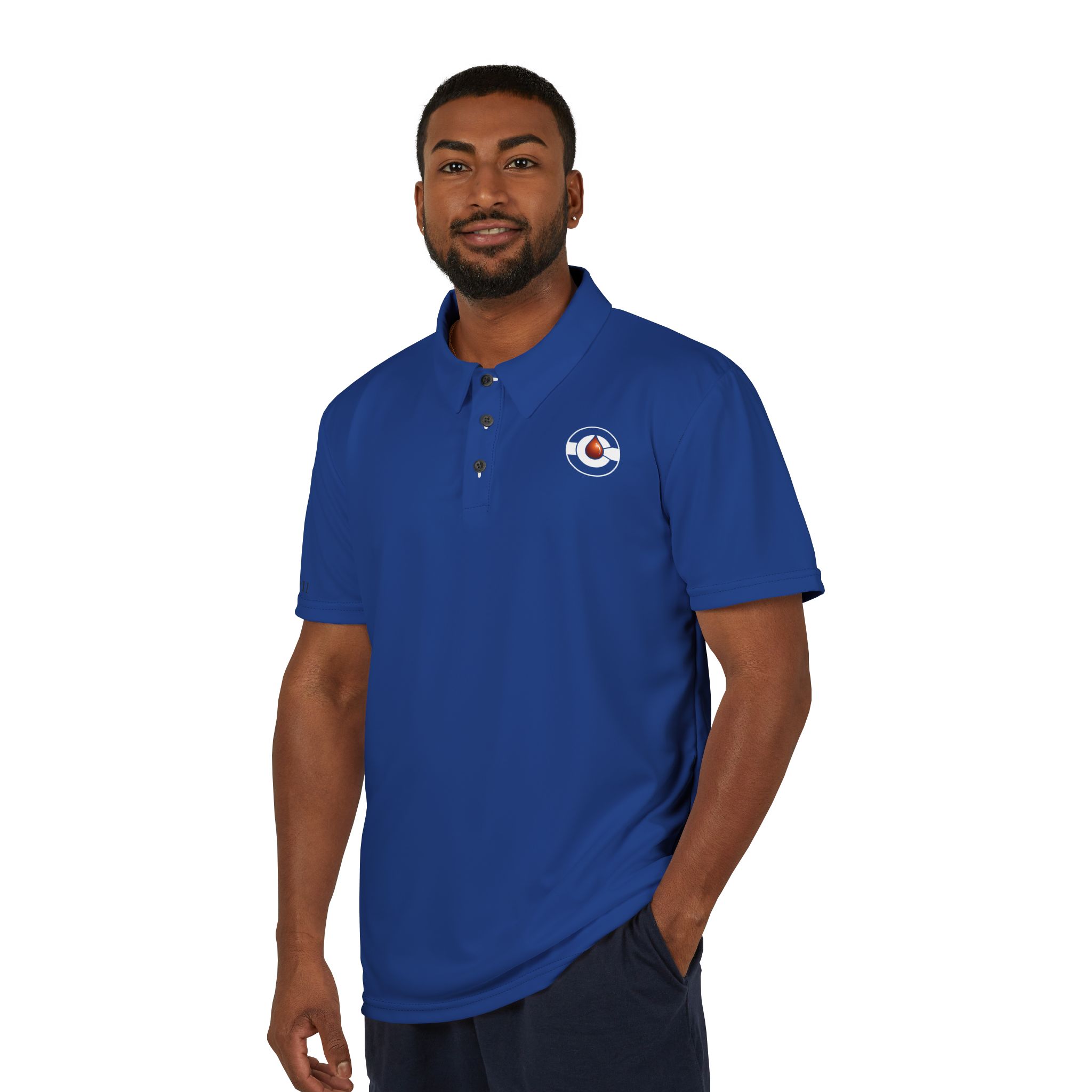 Royal Blue Wave Circle Logo Polo - Image 3