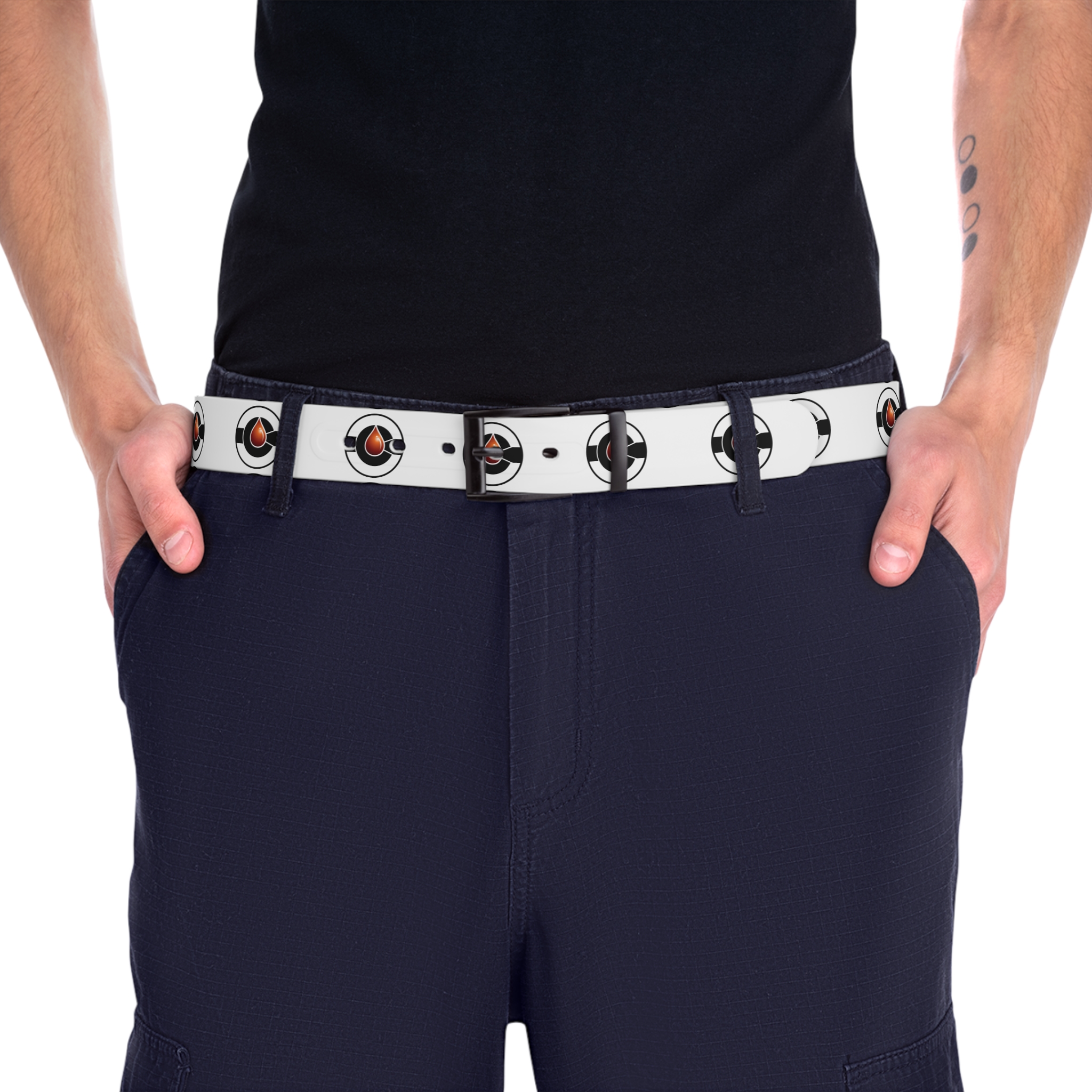 De La Ink | White Printed Golf Belt with Circular Target Design - Image 2