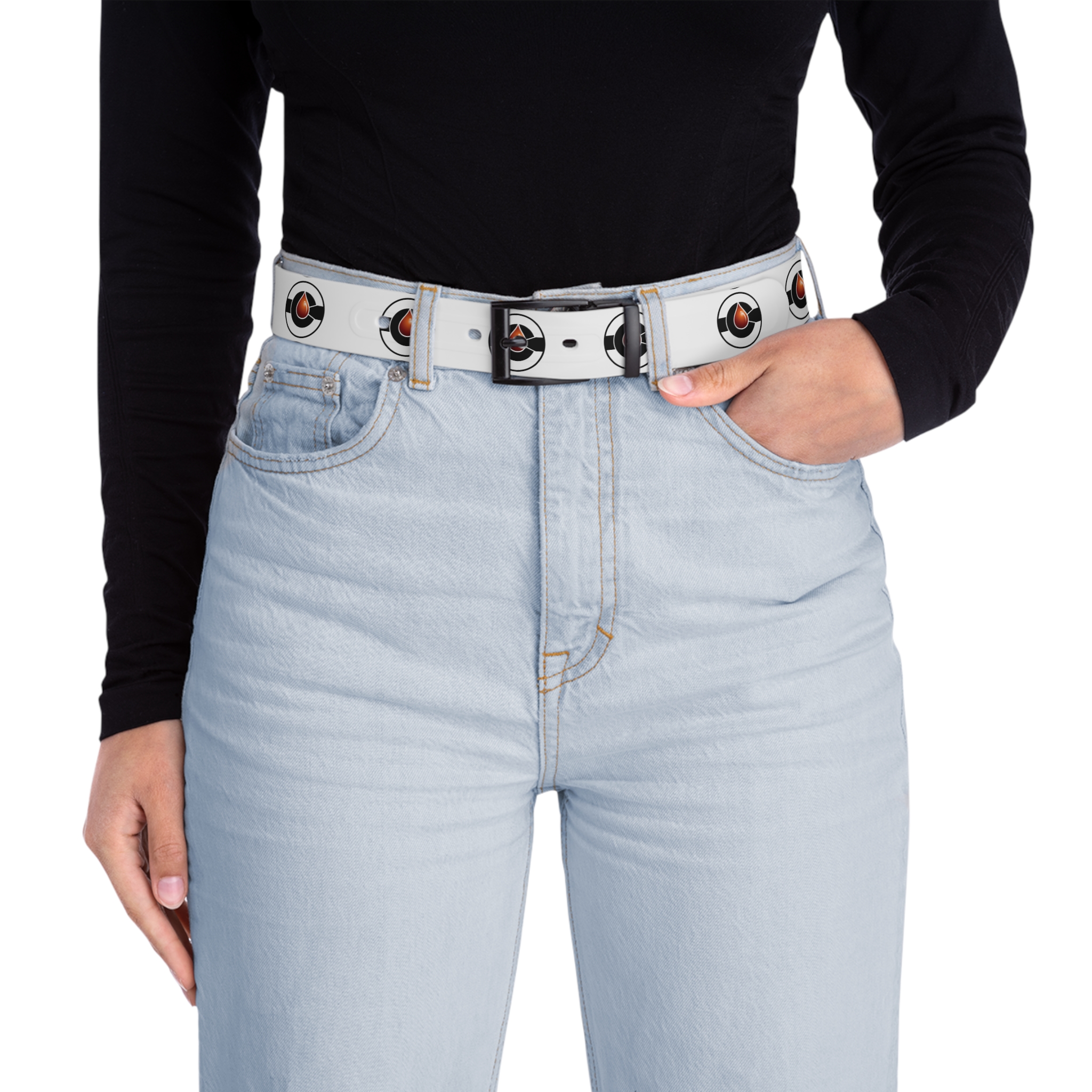 De La Ink | White Printed Golf Belt with Circular Target Design - Image 3