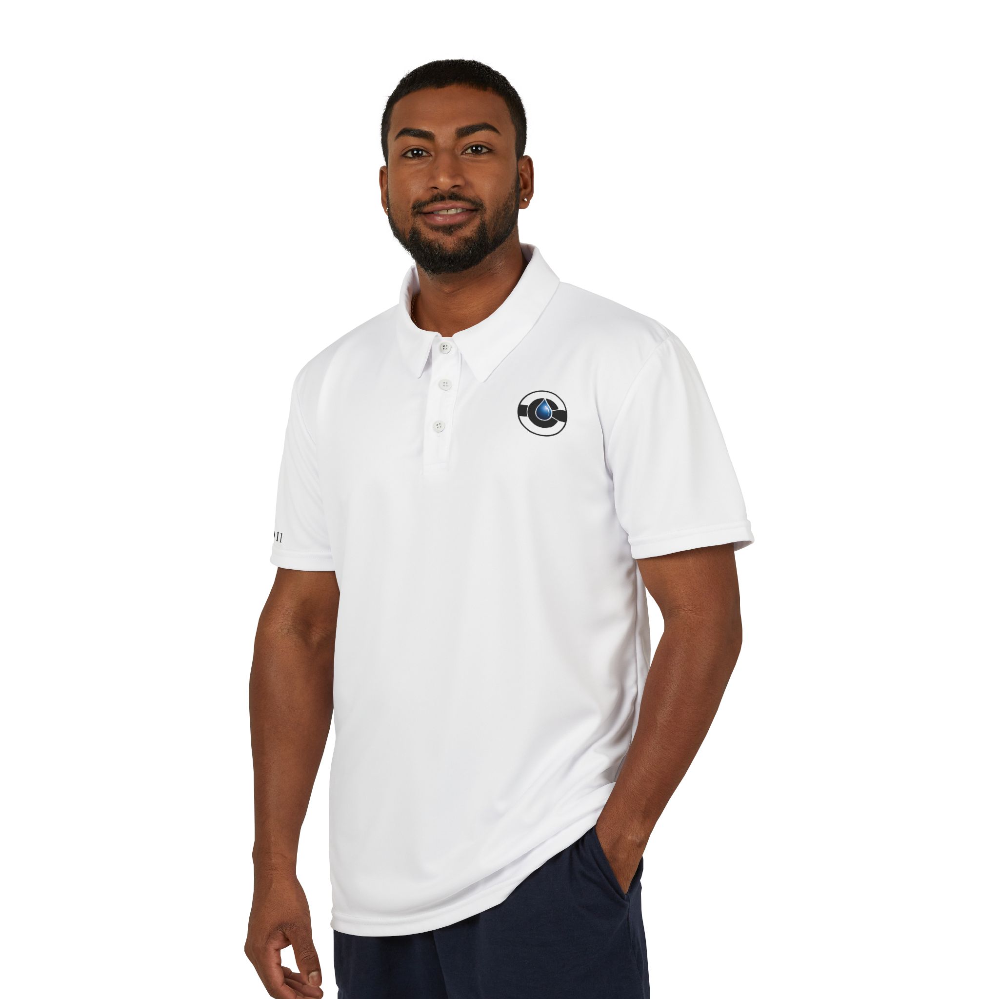 White Wave Circle Logo Polo - Image 3
