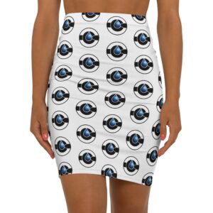Blue Ink Drop Pattern Pencil Skirt — Graphic Mid-Waist Women’s Skirt
